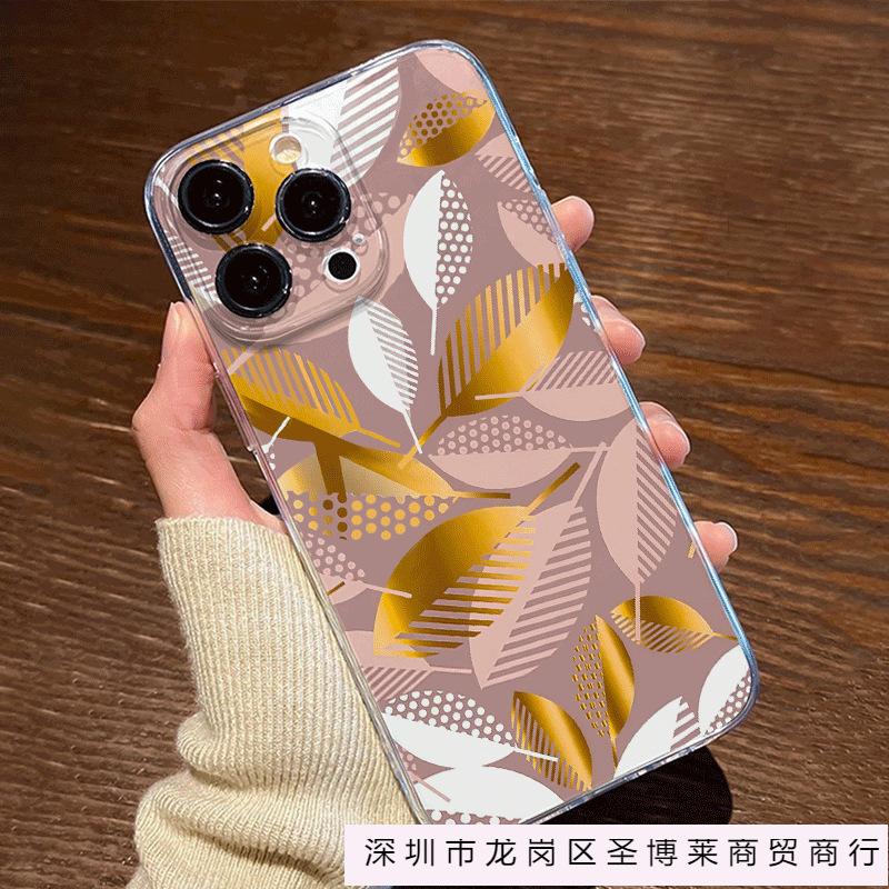 Champagne gold leaf for iPhone7/8plus Apple 11/12/13/14/15/16 ProMax case