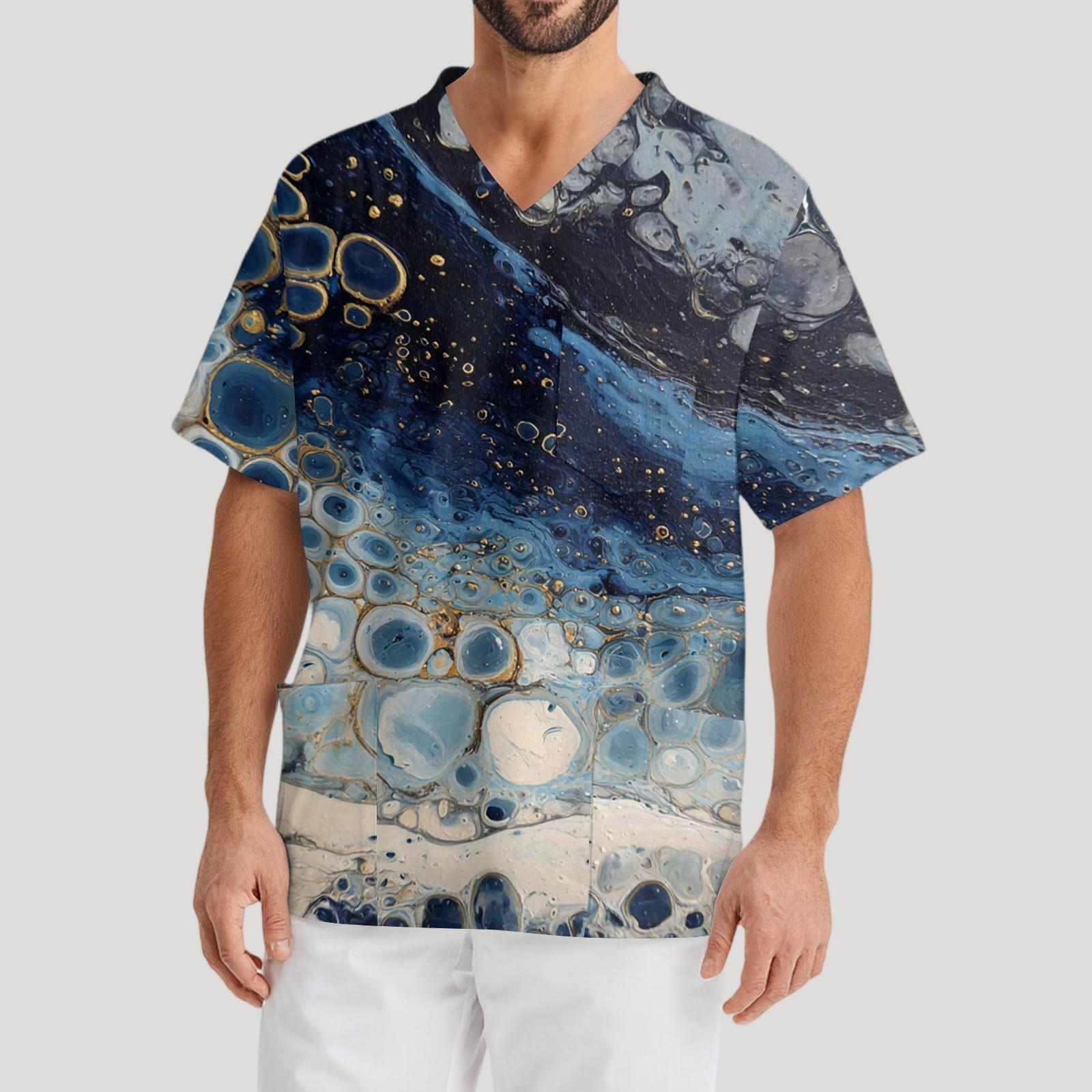 

Чоловіча робоча блуза з коротким рукавом і V-подібним вирізом, нагрудна кишеня для догляду XXXL чорний