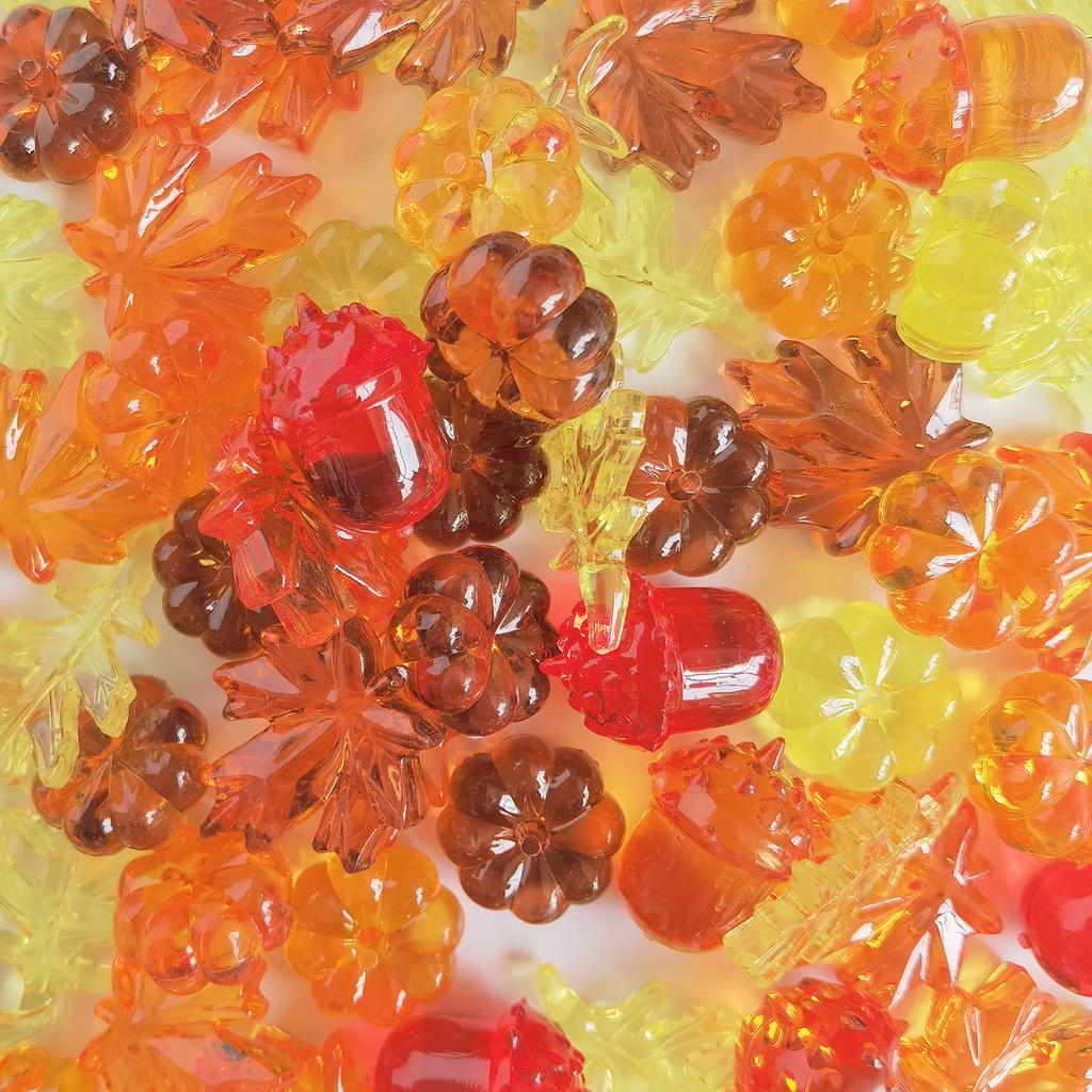 Fall Vase Filler ,440g Pumpkin Leaves Acorn Gems Sensory Bin Fillers for Thankgiving Centerpieces Table Decorations,Table Scatters