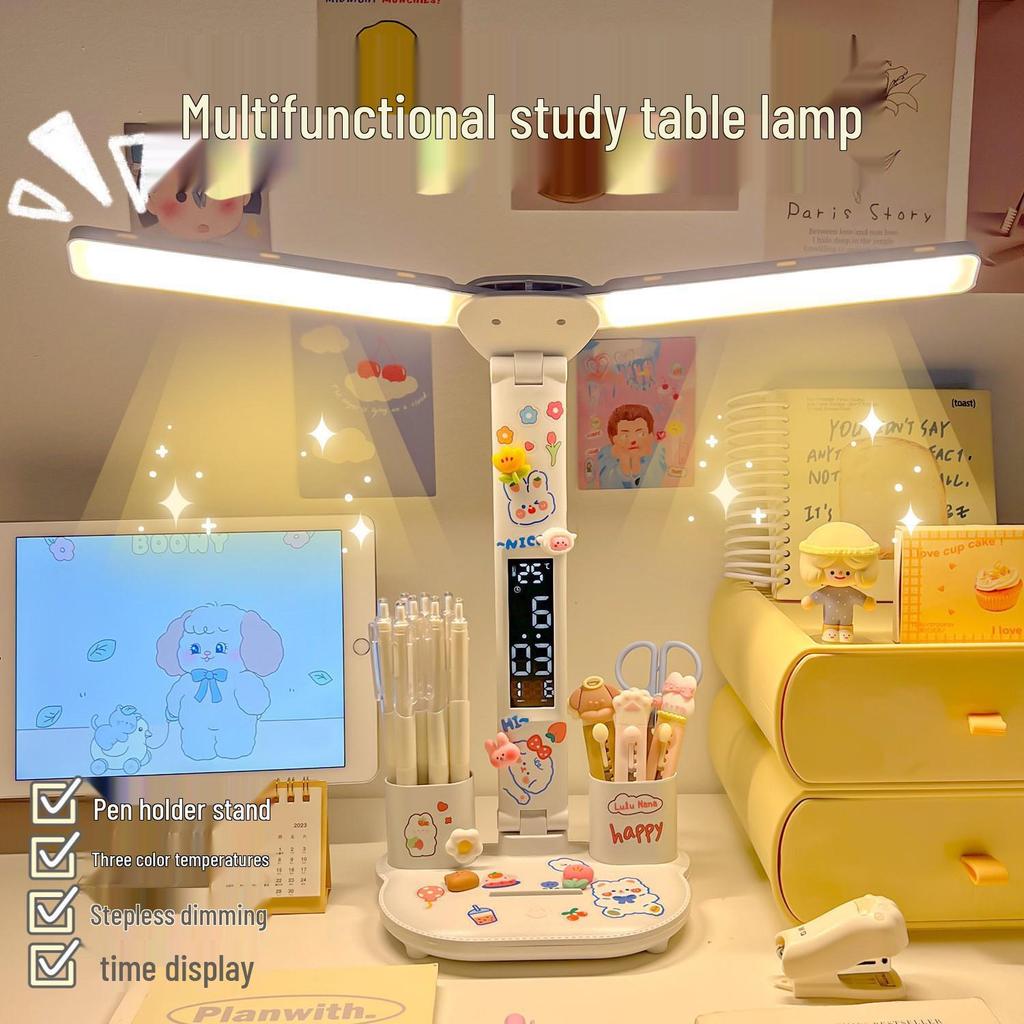 Rechargeable LED Eye-Protection Desk & Bedside Lamp with Pen Holder