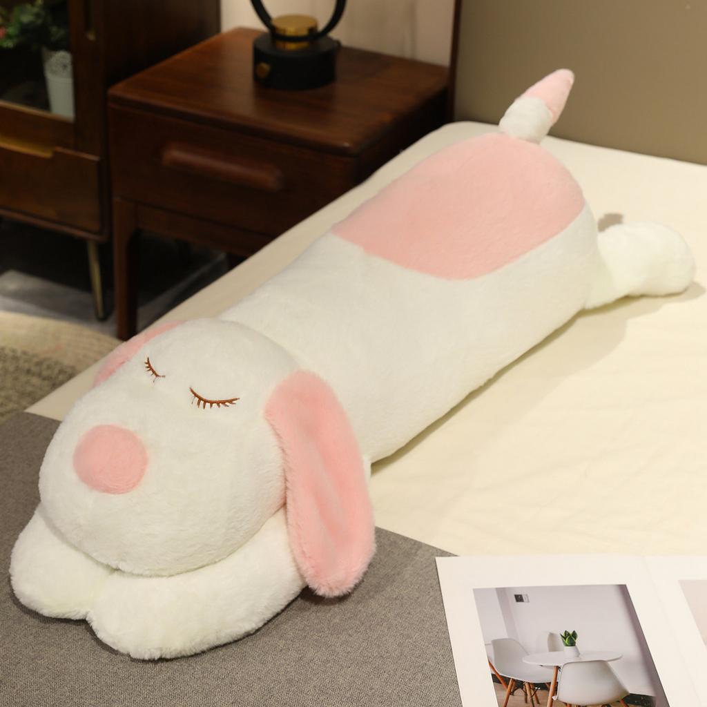 Kawaii Cartoon Puppy Long Pillow Soft Cozy Doggy Plush Doll Warm Lovely Sleeping Throw Pillow Lovely Home Decor Kids Companion