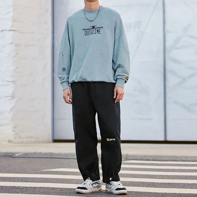 Li-Ning X Universal Pictures Back To The Future Co-Branded Collection Letter Print Straight Loose Casual Pants Men Bottoms Black AKXR511-2