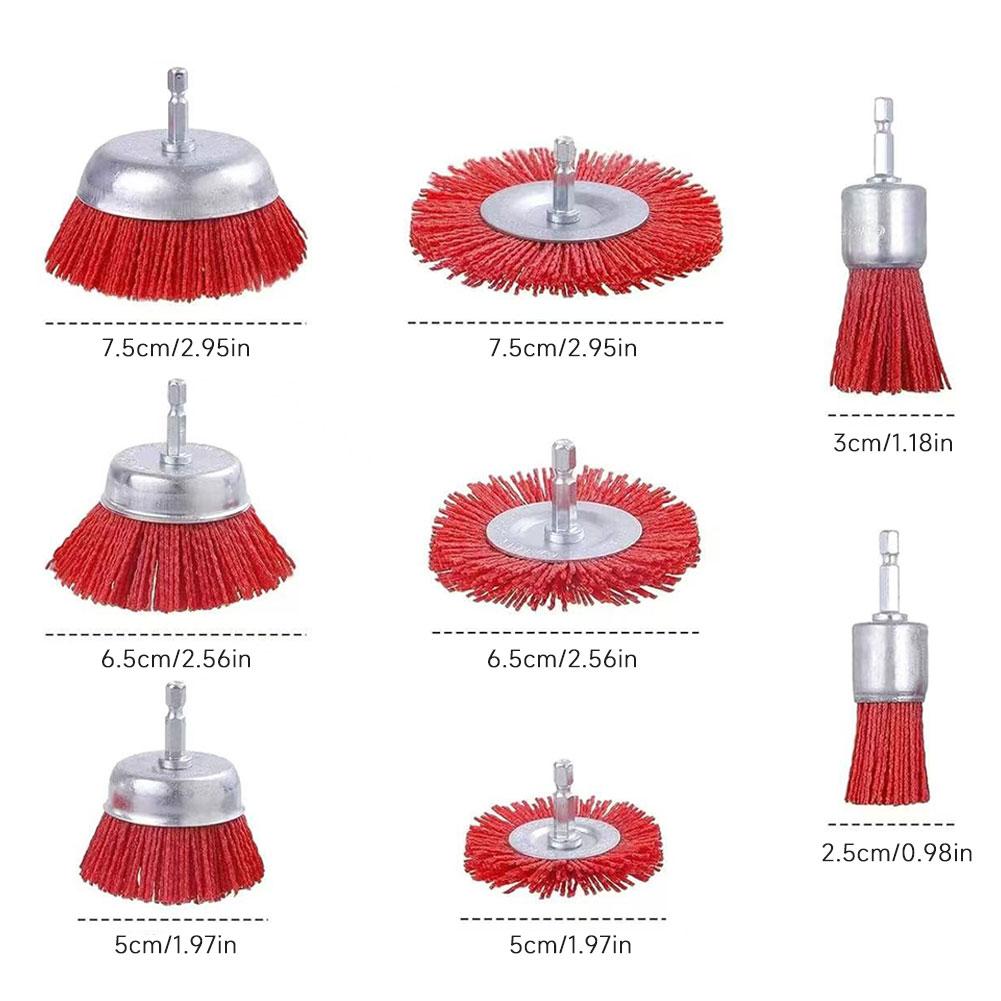 Nylon Polishing Brush Set Abrasive Cleaning Brush Metal Surface Rust And Paint Removal Restoration Polishing Brush Attachments
