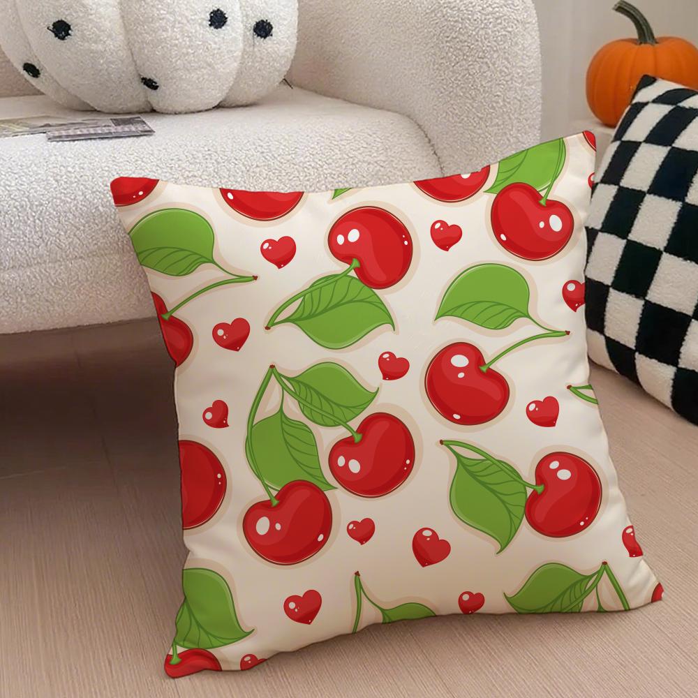 Fresh Vibrant Textile Pattern FFruit Print Art Cushion Cover Throw Pillow Cover Hidden Button Durable Polyester Chair Cushion