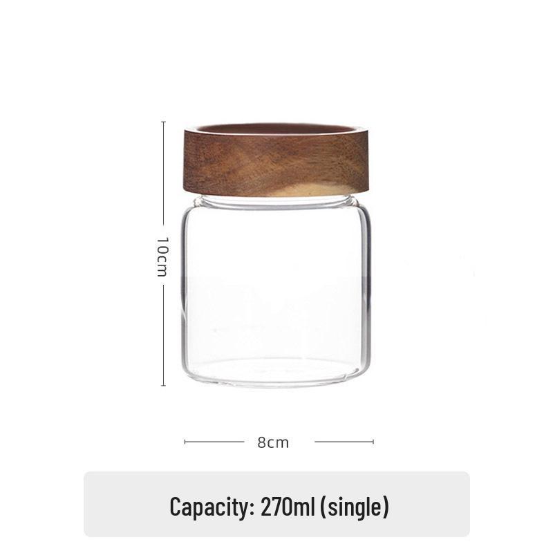 Acacia Wood Lid Airtight Borosilicate Glass Storage Jar for Cereal, Grains, and Coffee Beans
