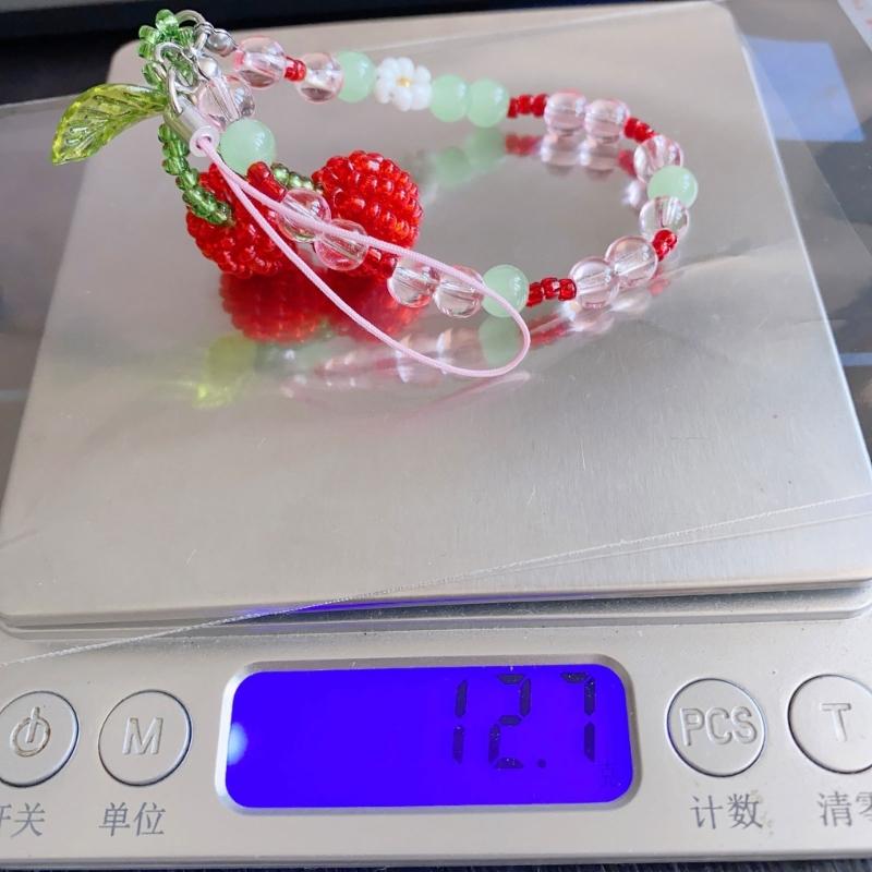 Fashion Beaded Cherry Phone Charm Straps Car Keys Hanging Pendants Y2K Style Bag Decoration Lanyard Purse Accessories