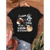Three Goats Scream At The Farm Print T-Shirt, Short Sleeve Crew Neck Casual Top for Summer & Spring, Women'S Clothing