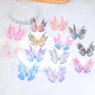 50 Stück Farbverlauf Fee Chiffon Schmetterling 5CM Nähen Basteln Dekoration Haarspangen Zubehör