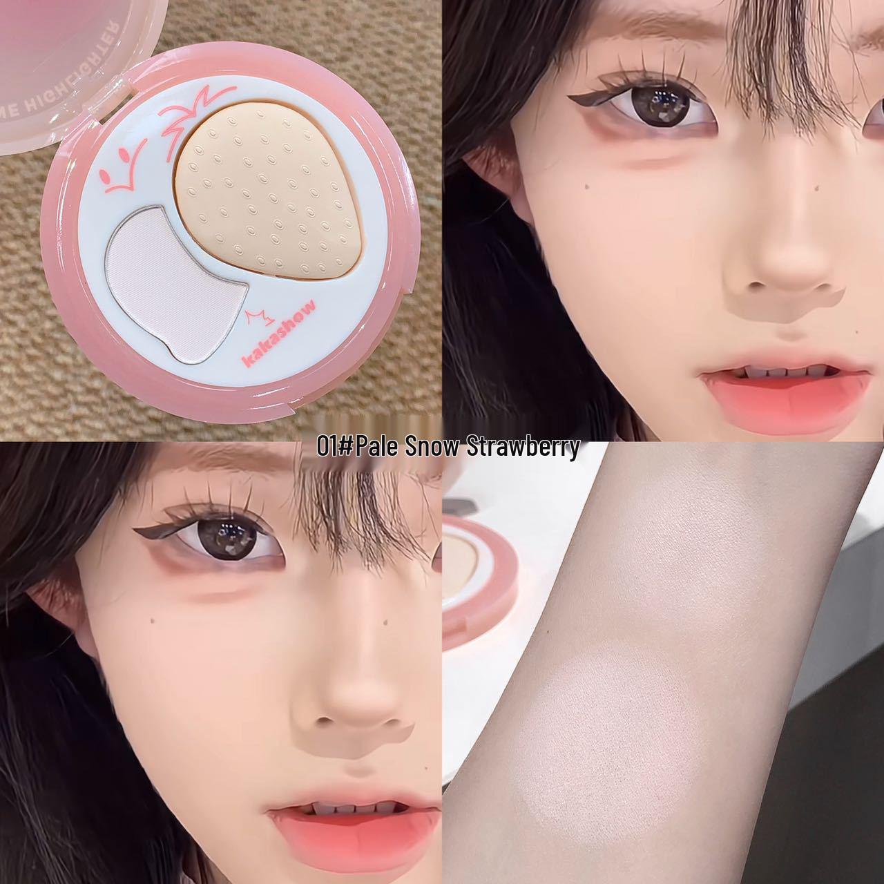 Kakashow Палетка для контуринга и хайлайтинга «Клубника» для женщин - Натуральное дуо для скульптурирования и румян