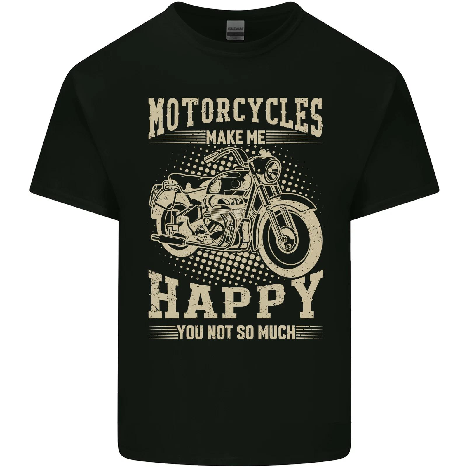 Motorcycles Make Me Happy Biker Motorbike Kids T-Shirt Childrens S