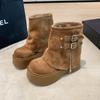 Fashion Ankle Boots for Women New Winter Autumn 6CM Motorcycle Boots Thick Heels Platform Suede Leather Sneakers Short Boots Mujer Botas