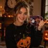 Taza de Cerámica de Halloween - Forma de Caldero Morado con Calabaza y Diseño, Vajilla para Fiestas Festivas, 12 oz