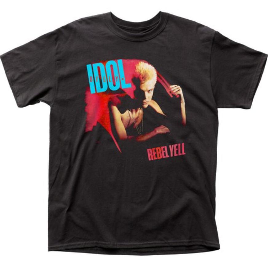 Billy Idol Rebel Yell t-shirt, men s black band tee, classic rock graphic shirt L