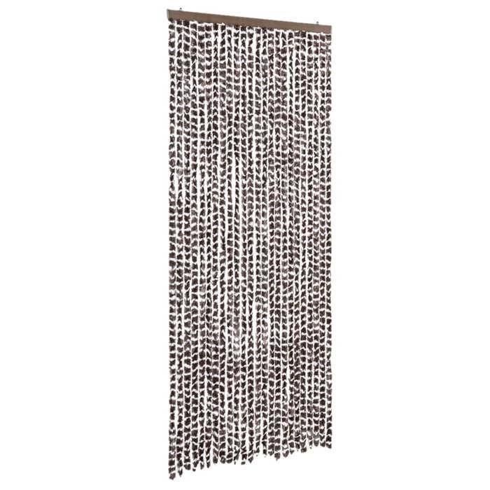 VidaXL Fly Curtain, Insect Screen with Hook, Adjustable Length and Width Door Curtain, Brown and White 377394