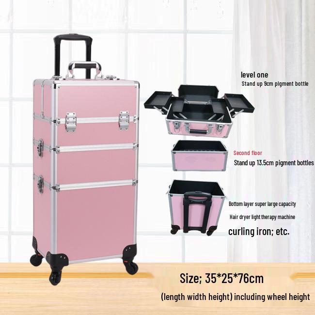 Lockable Multi-Layer Makeup Trolley Case for Nail Art & Beauty