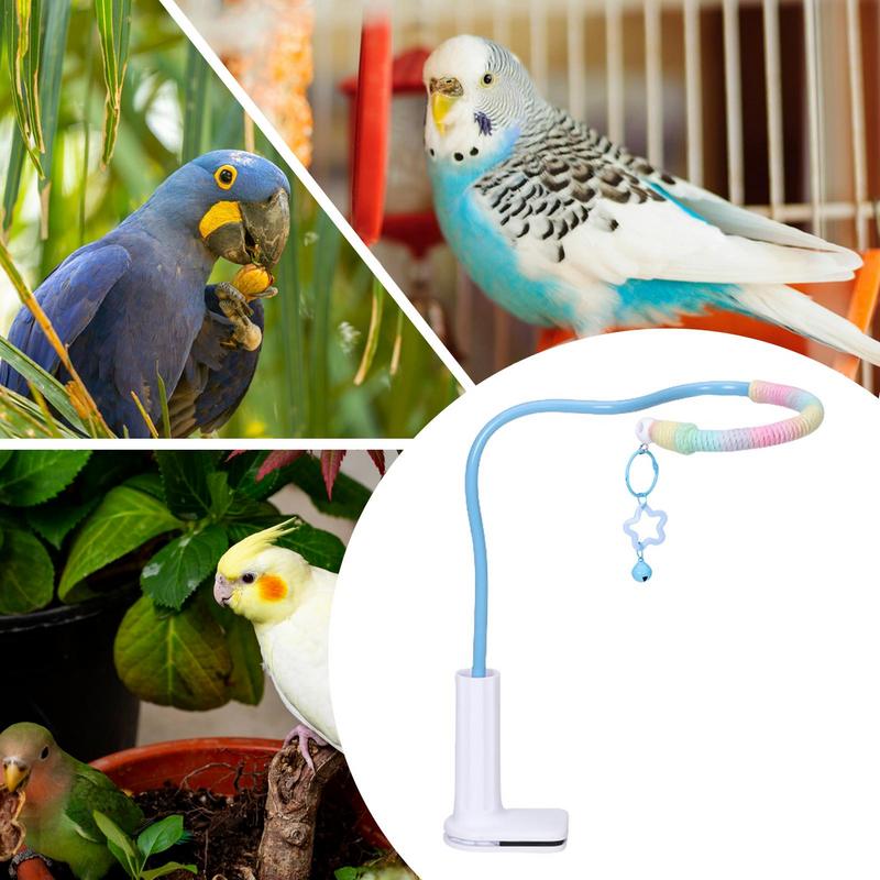 Bird Stand Parrot Stand Cockatiel Toys With Bell Non-Slip Conure Training Accessories For Parakeet Cage Indoor Play