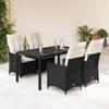 Vidaxl 5-Cz. Gartenmöbel-Set mit Kissen, Schwarz, Polyrattan