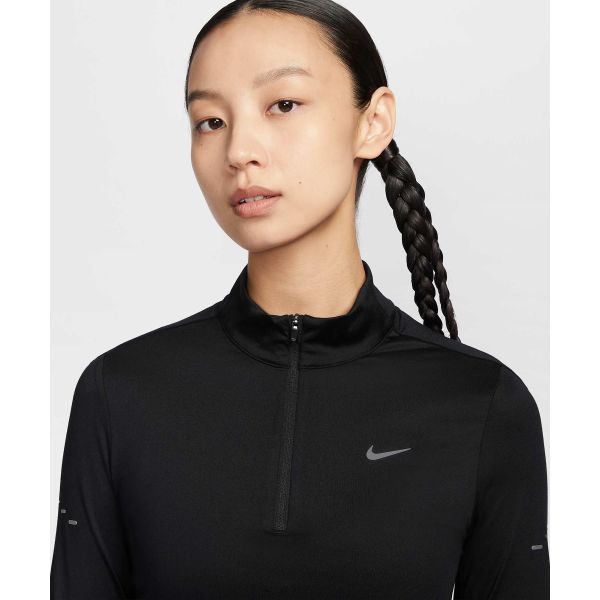 Nike חולצת טי שרוול ארוך לנשים מסדרת Dri-Fit Swift, מתייבשת במהירות, רכה, בצבע אחיד, שחור HQ0500010