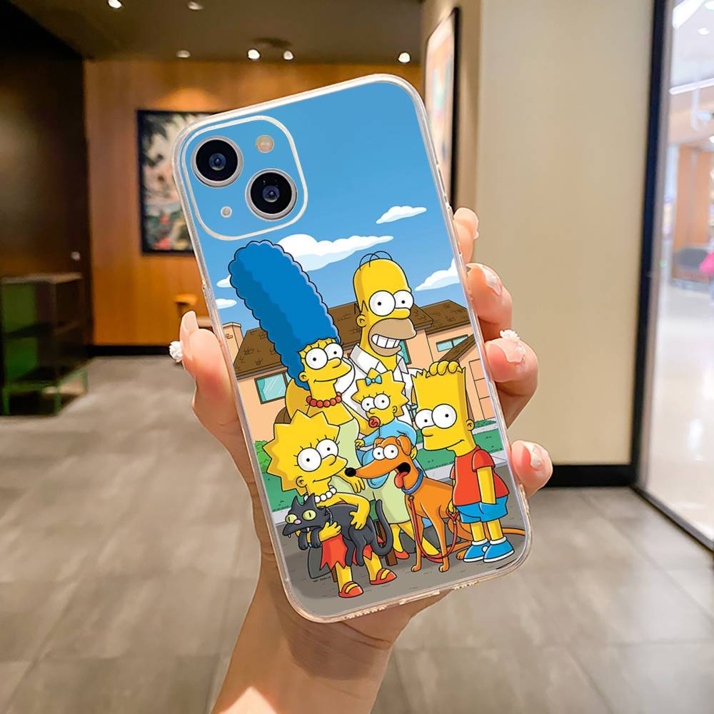 Simpsons-Funny Cartoon Phone Case For iPhone17,16,15,14,13,12,11 ,Pro Max, Plus Soft Silicone Transparent Cover
