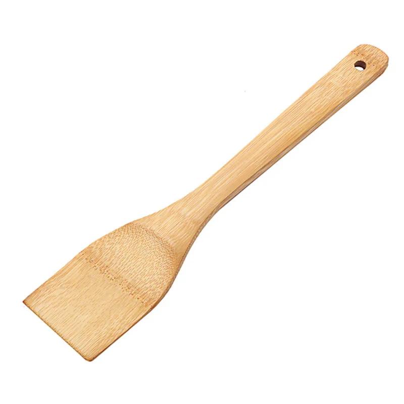 1/3pcs30cm Wooden Non-stick Spatula Spatula Rice Spoon Long Handle Unpainted Bamboo Spatula Household Kitchen