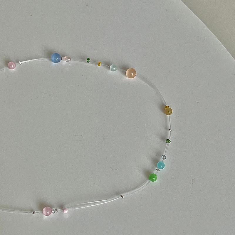 Niche design sense handmade beaded planet necklace female sweet cool small fresh exquisite versatile collarbone chain jewelry