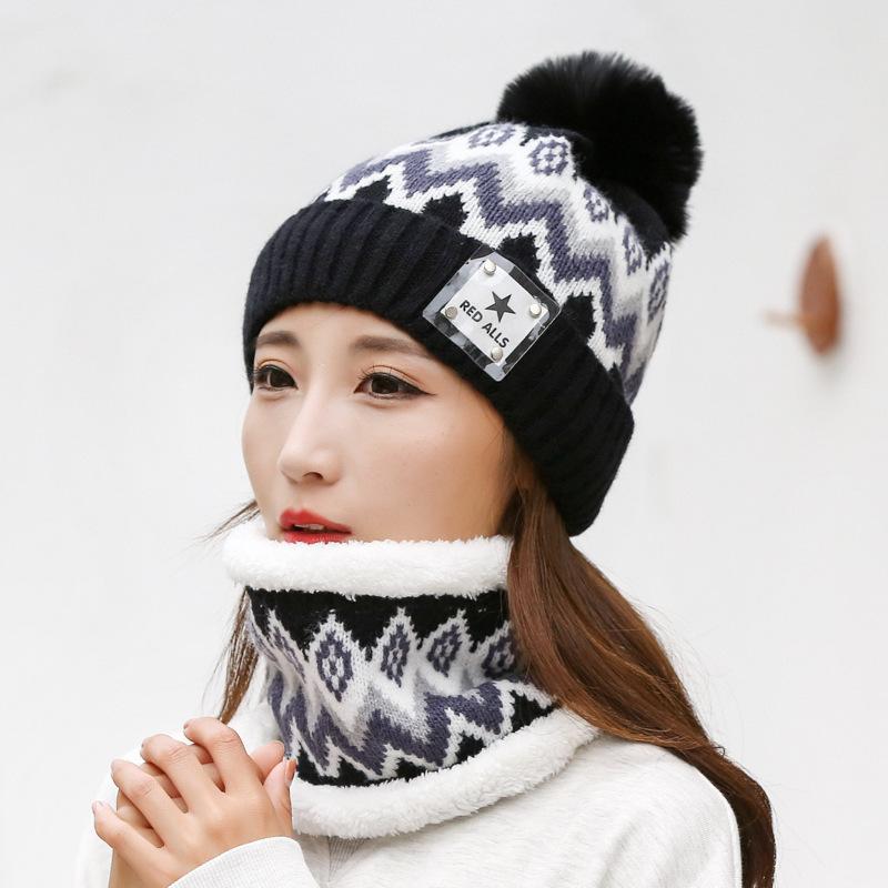 Fleece scarf, windproof, cold-proof and warm ear protection set, autumn and winter versatile leisure outdoor cycling wool hat