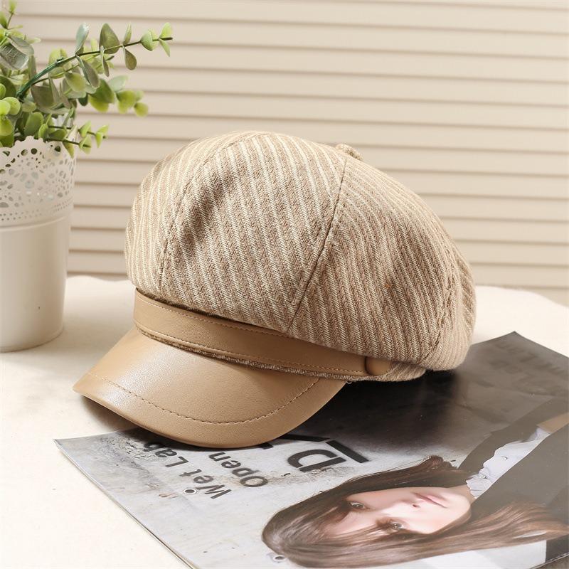 Women S Vintage Plaid Octagonal Newsboy Cap Elegant Versatile Casual