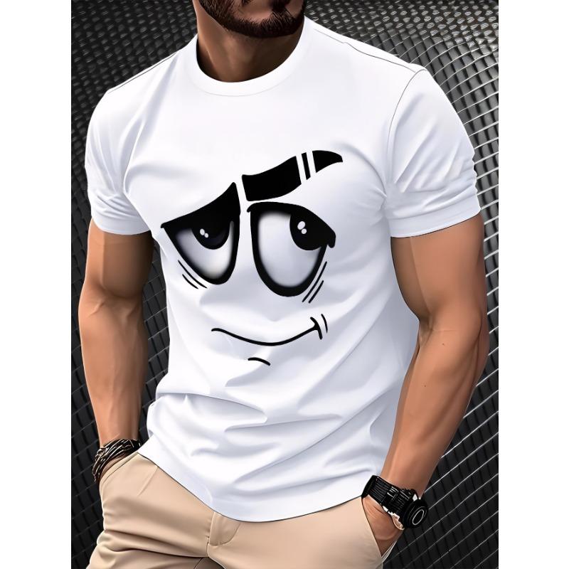 Men's Summer Casual T-Shirt Color Block Stripe Print Fashion Short Sleeve