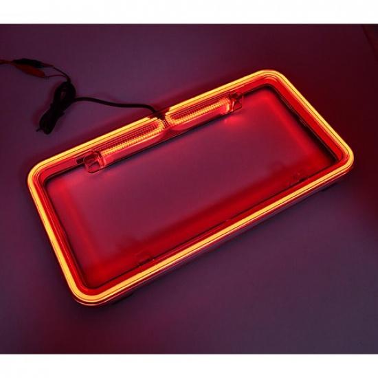 Universal  Purple Car Pickup Neon License Plate Frame Front Rear Tag Cover 12V