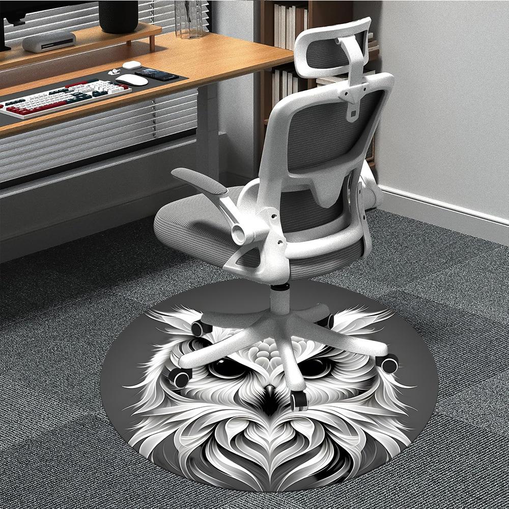 

1pc Owl Face Artwork Chair Carpet for Office, Round Non-Slip Durable Large Size Office Carpet, Suitable for Office, Beautiful Decoration 80cm