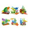 Serie Ocean Building Blocks Pesce pagliaccio Aragosta Tartaruga Alghe marine Mondo sottomarino Modello Mattoni Bambini Giocattoli fai da te Regali di festa