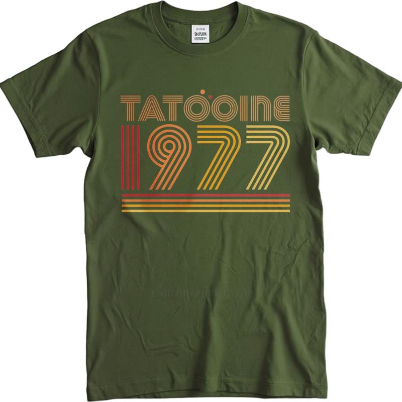 Vintage summer For him t shirt Tatooine 1977 Retro Design Print Short Sleeve Relaxed Fit Round Neck Teeshirt men cotton t shirt