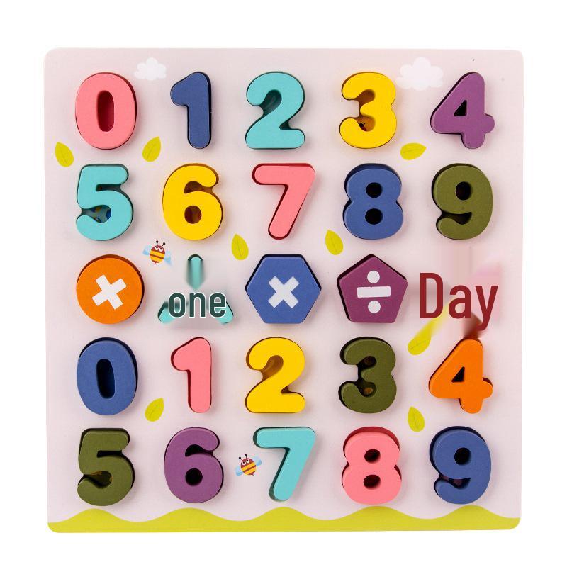 Macaron Color Wooden Alphabet & Number Puzzle for Children's Early Education, Ages 3-6