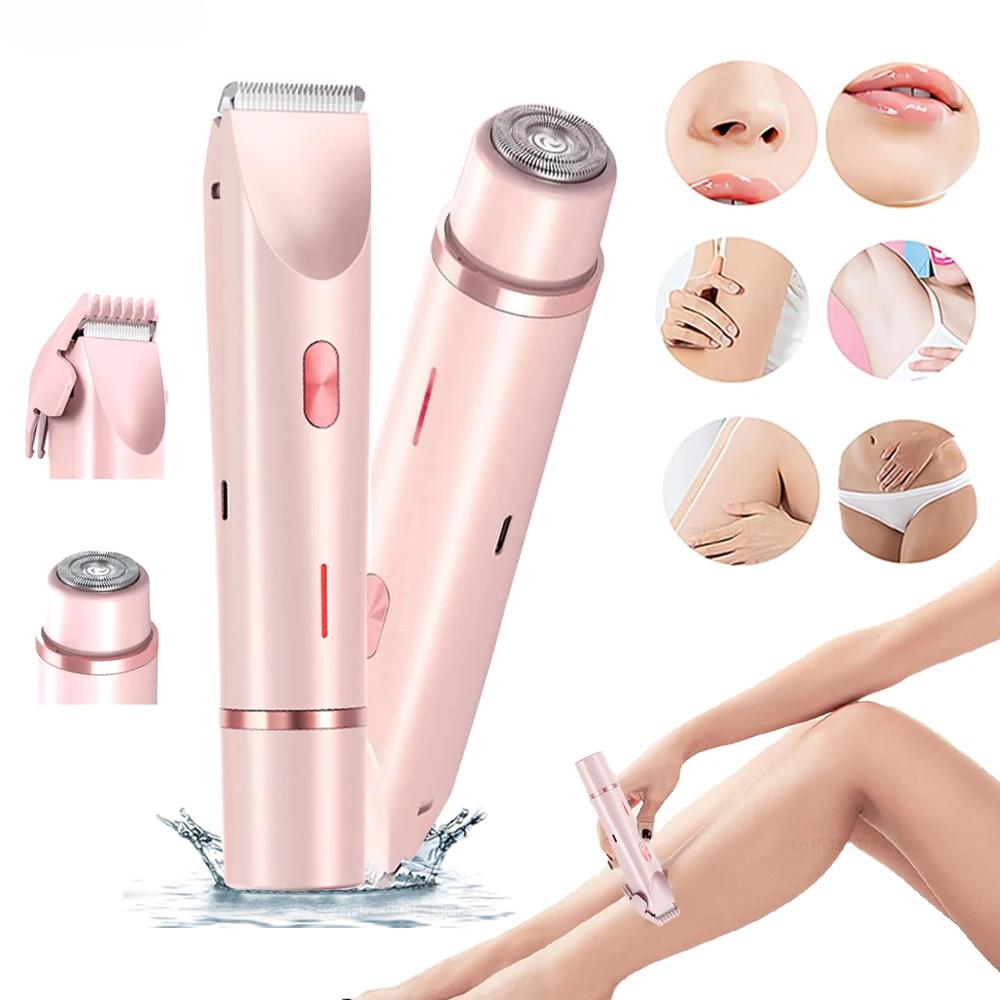 Elektrisk barberhøvel kvinne barbermaskin Smertefri kvinner bart Epilator Ben Bikini Kroppshårtrimmer for kvinner Ansiktsepilator Hårfjerner