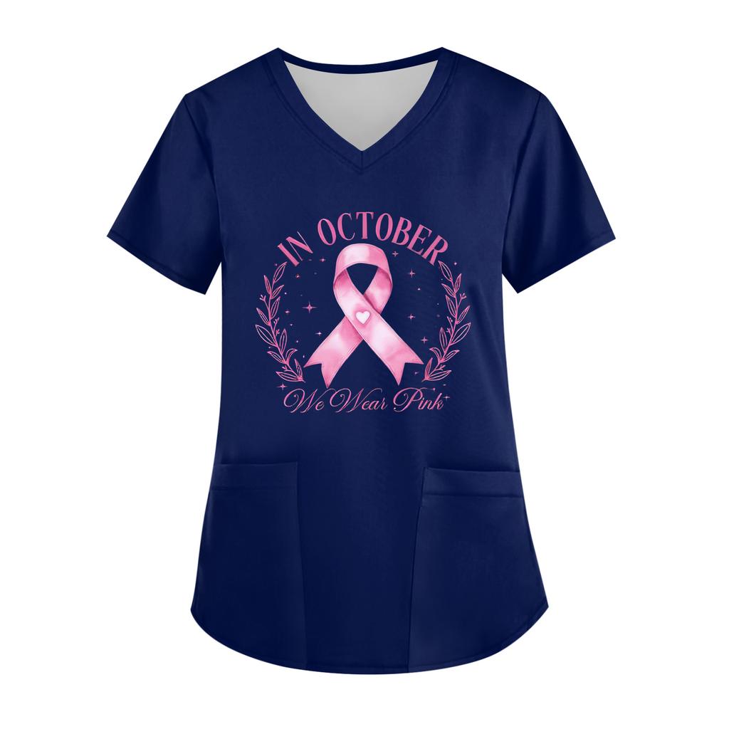 Women's V-Neck Short-Sleeve Pocketed Top With Side Slit