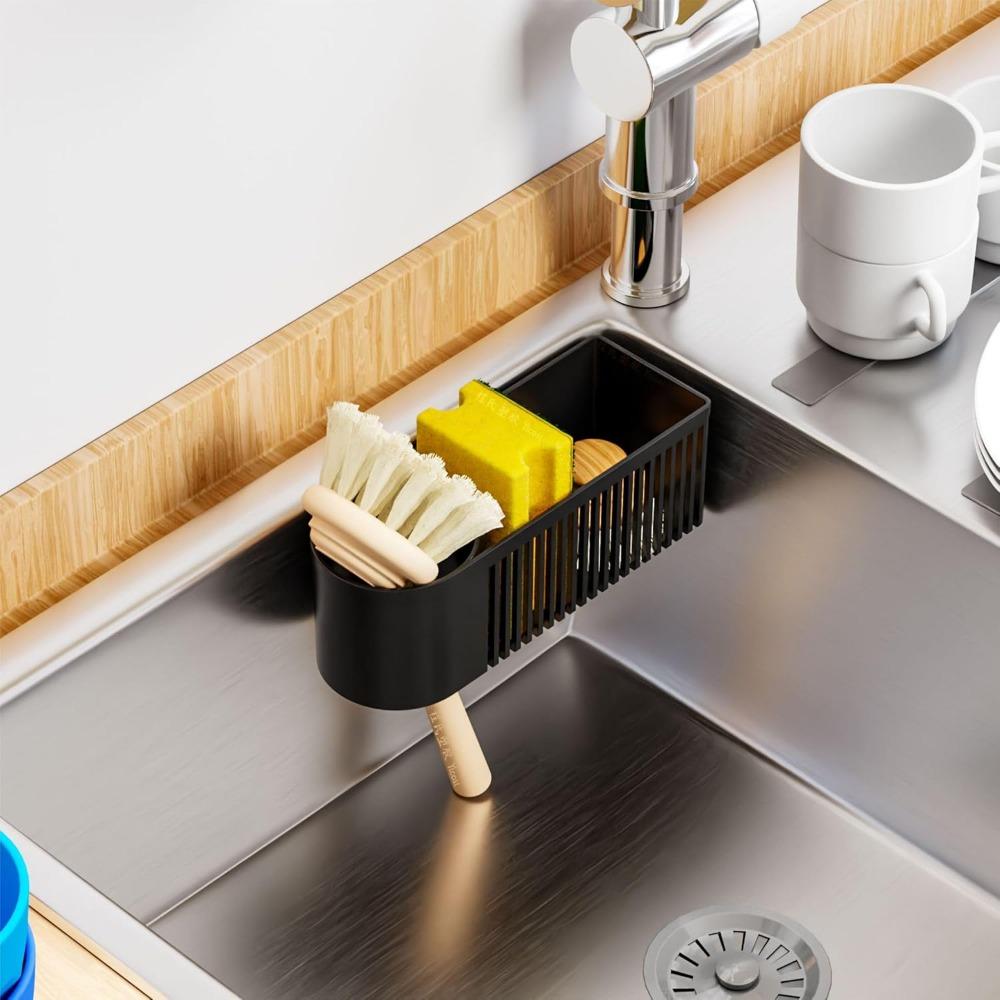Space-saving Kitchen Sink Organizer Plastic Dish Soap Dispenser  Scrub Brushes
