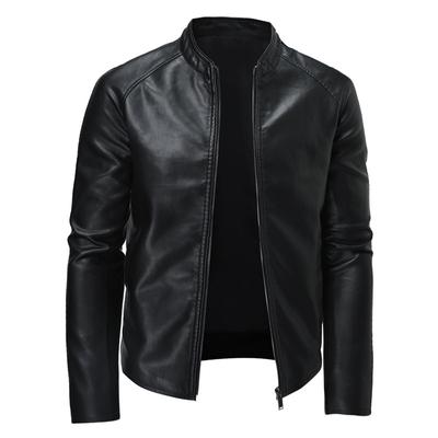 Costum de ciclism de stradă pentru bărbați, toamnă și iarnă, nou frumos, negru, guler vertical, jachetă de zbor scurtă din piele