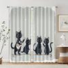 2pcs, Light Filtering Curtains Black Cat & Jungle Flowers Versatile Fabric (without Rod) Decorations Outdoor Ldeal for Room,