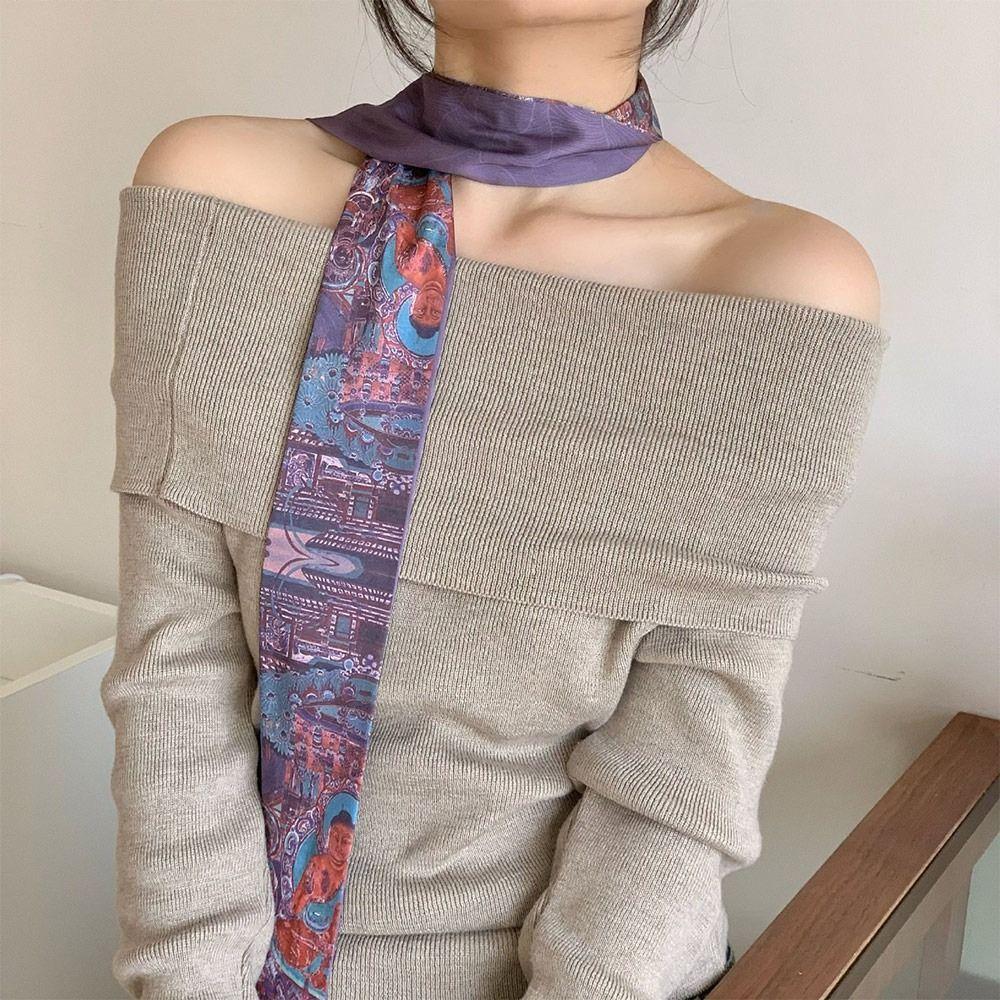 Large Size Long Silk Scarf Korean Hair Band Fashion Silk Scarves  For Women