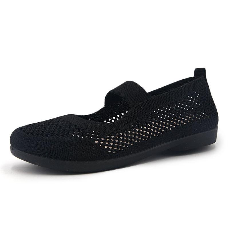 Old Beijing cloth shoes women's summer new breathable sandals soft-soled mother shoes hollow flying woven medium and old women's shoes