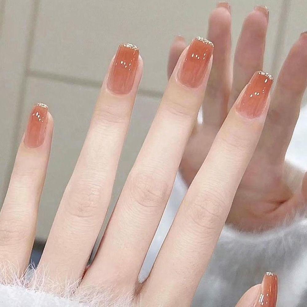 Wearable Manicure Fake Nails Square Nail Tips Waterproof Press On Nails for Women and Girls