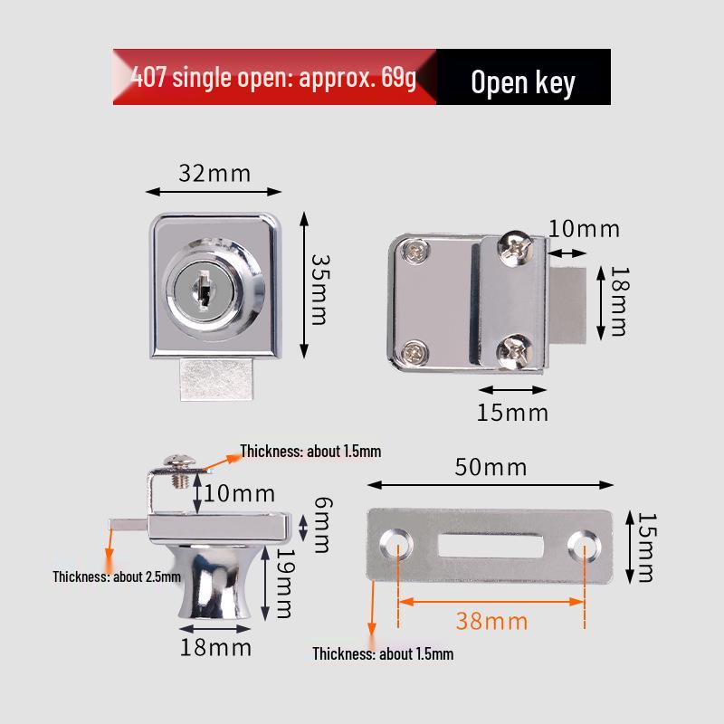 

No-Drill Glass Lock for Push-Pull Cabinet Doors: Secure Display, File, Jewelry, and Showcase Sliding Doors.