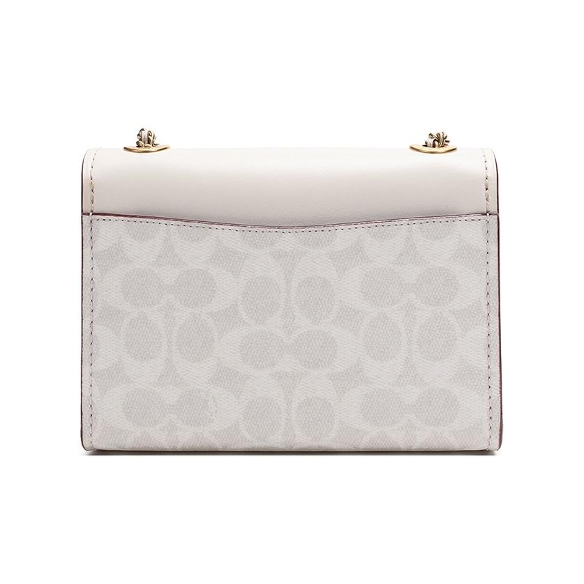 Coach Parker 18 Camellia Chain Strap Canvas And Leather Crossbody Bag Small Women bags Pink White 34256-B4R7B