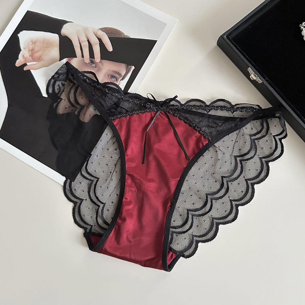 Low Waist Seamless Lace Briefs Ultra-thin Women's Mesh Underpants Lace Flower Panties  Lingerie