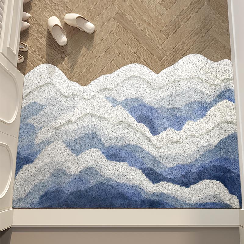 PVC Front Door Anti Slip Foot Mat, Can Be Cut Blanket, Entrance Floor Mat, Advanced  New Wave Silk Ring