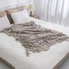 100% Acrylic Khaki Knitted Blanket with Tassel Gift Blanket Bed Sofa Travel Breathable Chic Bohemian Soft Comfortable Blanket