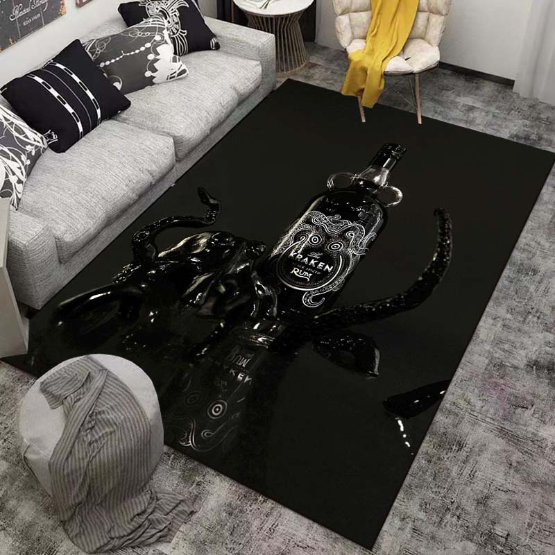 Spiced Rum Kraken-Black Pattern Carpets Bedroom Play Mats Bedroom Decor Carpet Livingroom Rug Crawl Mat Christmas Gift Rug