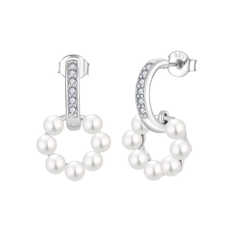 S925 Sterling Silver Pearl Stud Earrings - New Style Light Luxury, High-End Feel Cross-border Jewelry 925 Silver