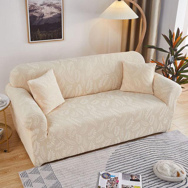 

Living Room Sofa Cover Solid Color Elastic Combination Full Package Thick Jacquard Sofa Covers General Furniture Protective for Home S 1seater 90-140cm бежевый