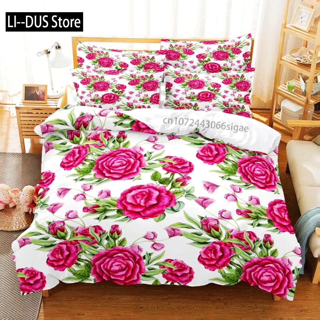 Flower Duvet Cover Bedding Set Quilt Case Linens King Queen Full Size 3D Print Pillowcase Single Twin Bed 240x220 260x240